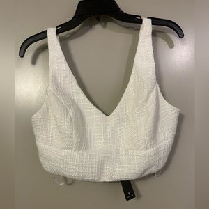 NWT Lulu’s Ivory Tweed Crop Top size M